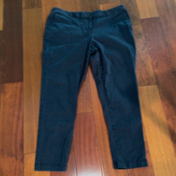 Talbots The Weekend Chino Pants Front Zip & Pockets Navy Blue 14W - Picture 4 of 8